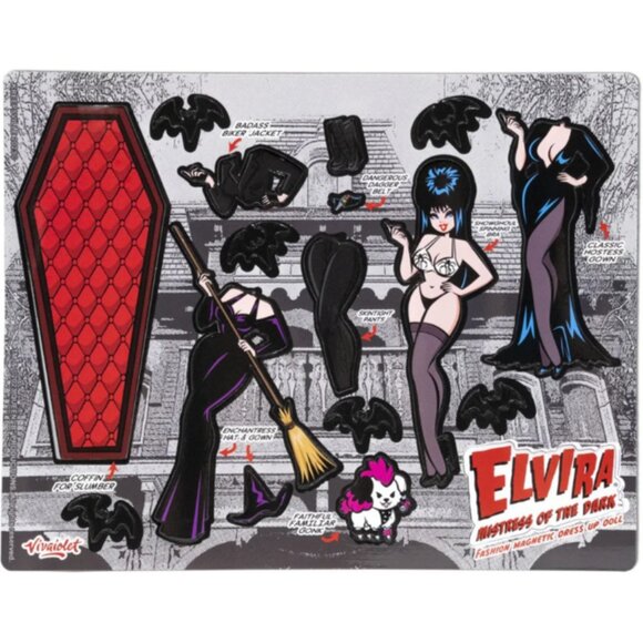 Elvira GothicMistress of The Dark Coffin Dress Up Magnet Set NEW - Picture 4 of 4